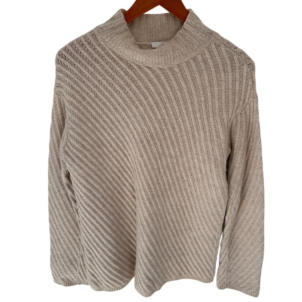 J. JILL Mockneck Wool Cashmere Blend Knit Ivory Sweater // S